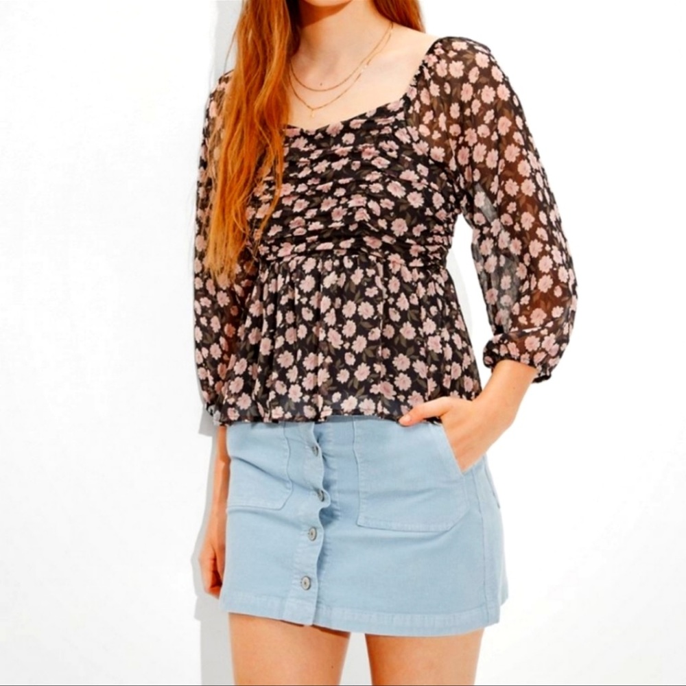 American Eagle Outfitters Corduroy Mini Skirt Button Front Y2K R5